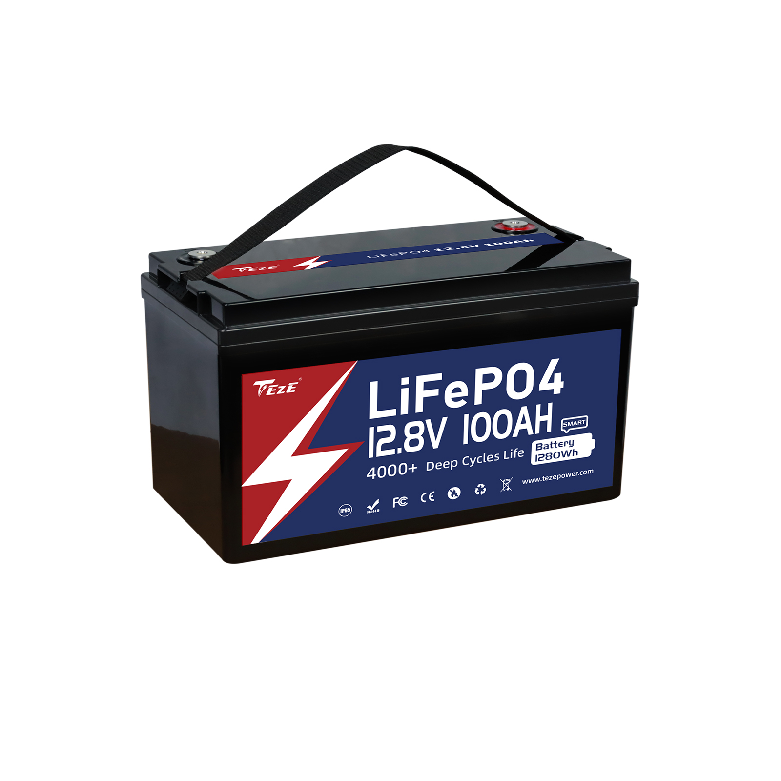 TezePower 12V 100Ah LiFePO4 Battery with Bluetooth, Self-heating and Active  Balancer, Built-in 100A Daly BMS(Bluetooth Built-in Version)