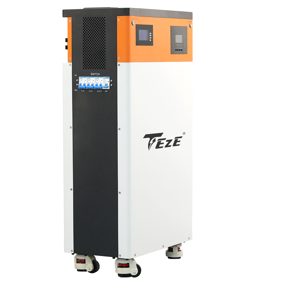 TezePower 51.2V 48V 300Ah All in One 15kWh LiFePO4 Battery Mobile ESS Built-in 5kw Inverter, BMS, MPPT, Active Balancer-TezePower