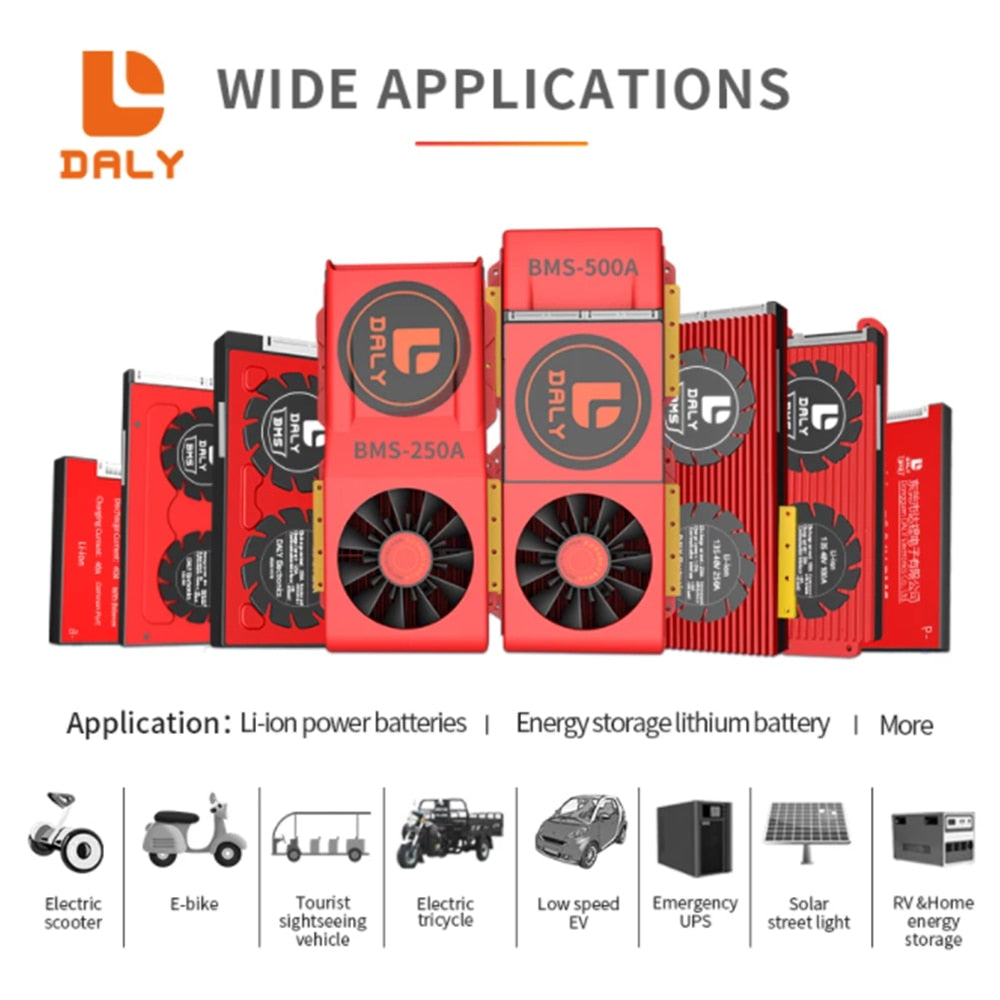 Daly Lifepo4 Smart BMS for 12.8V 24V 48V 30A-400A for Lifepo4 Battery Pack 4S 8S 16S