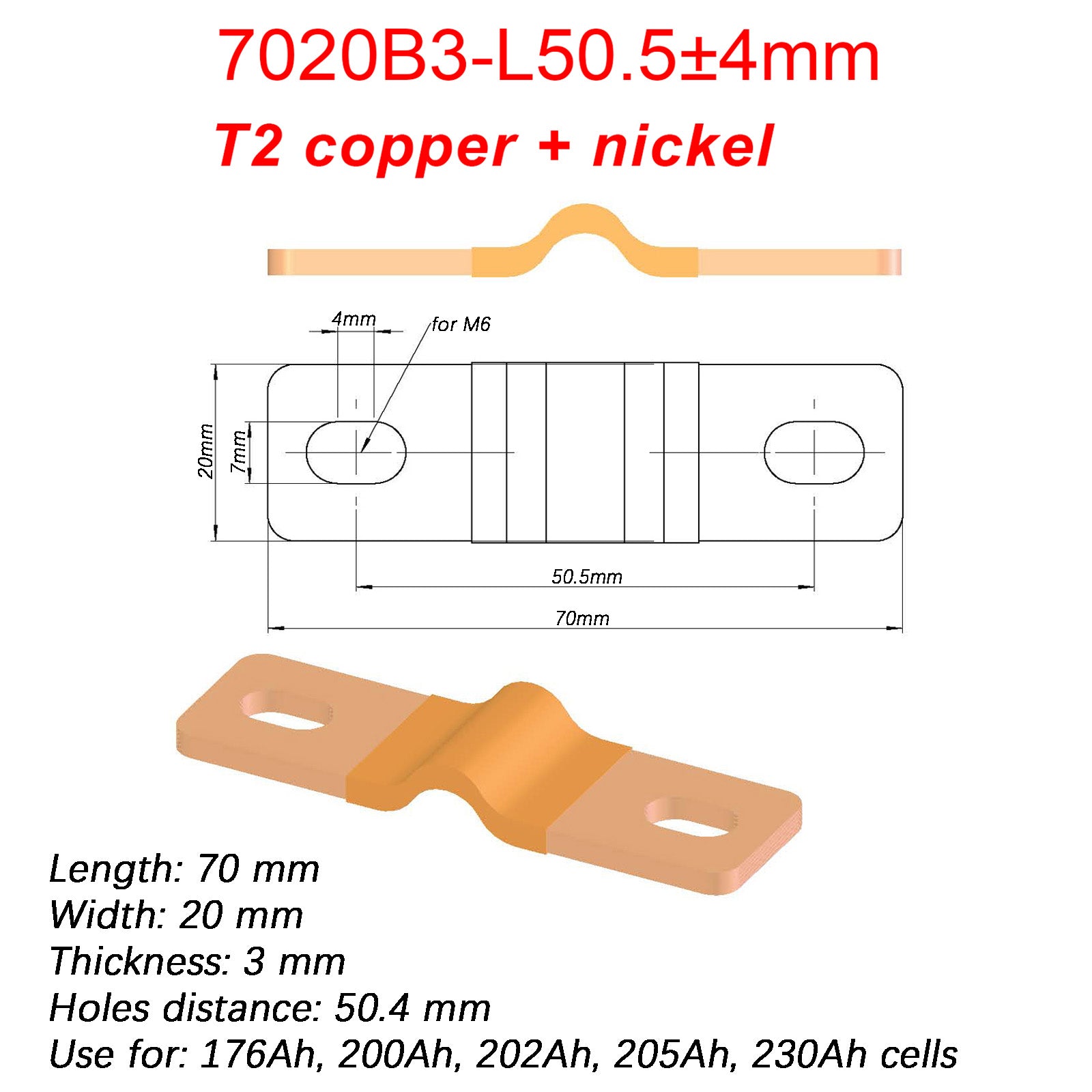 TezePower Pure Copper Flexible Busbar For LiFePO4 Cells-TezePower