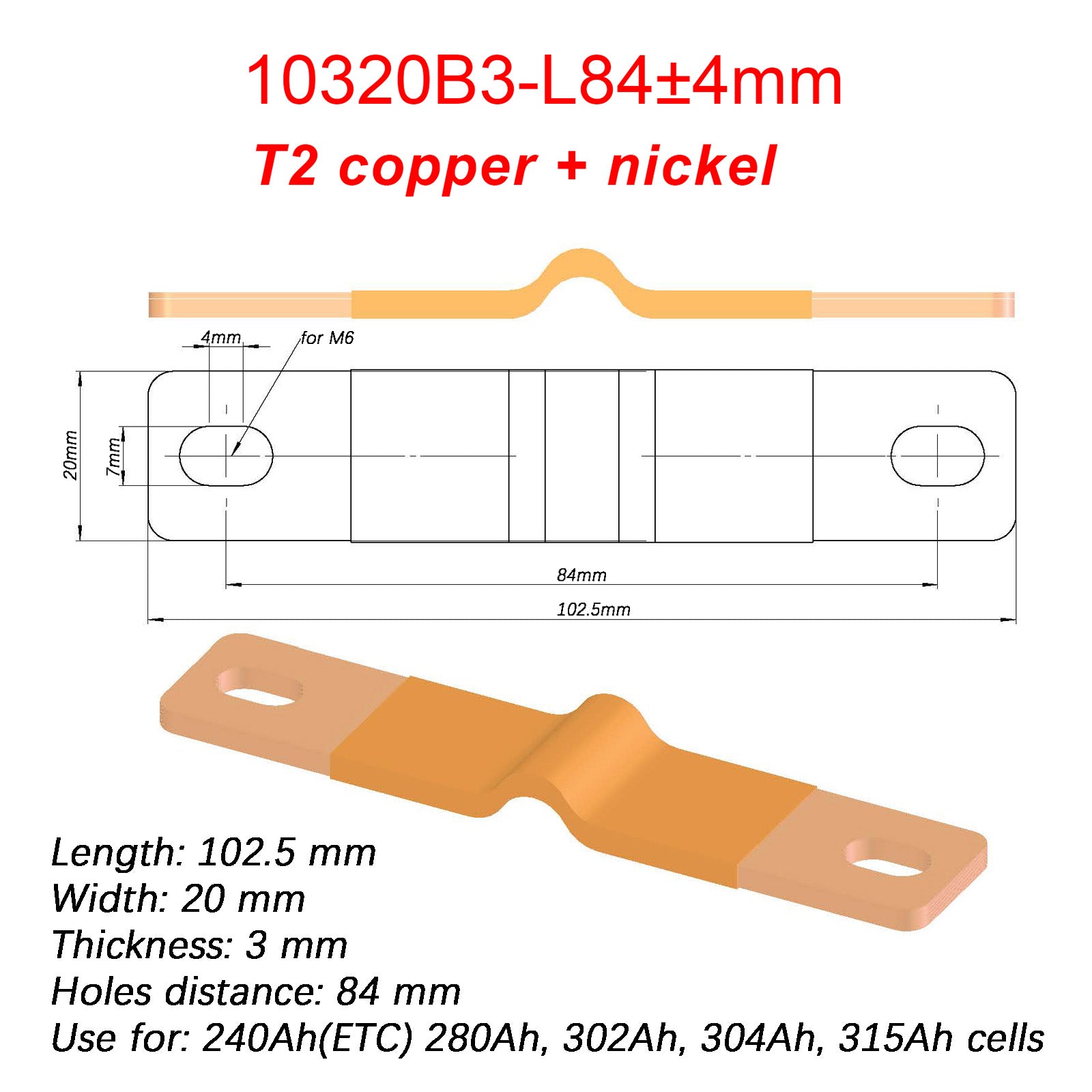 TezePower Pure Copper Flexible Busbar For LiFePO4 Cells-TezePower