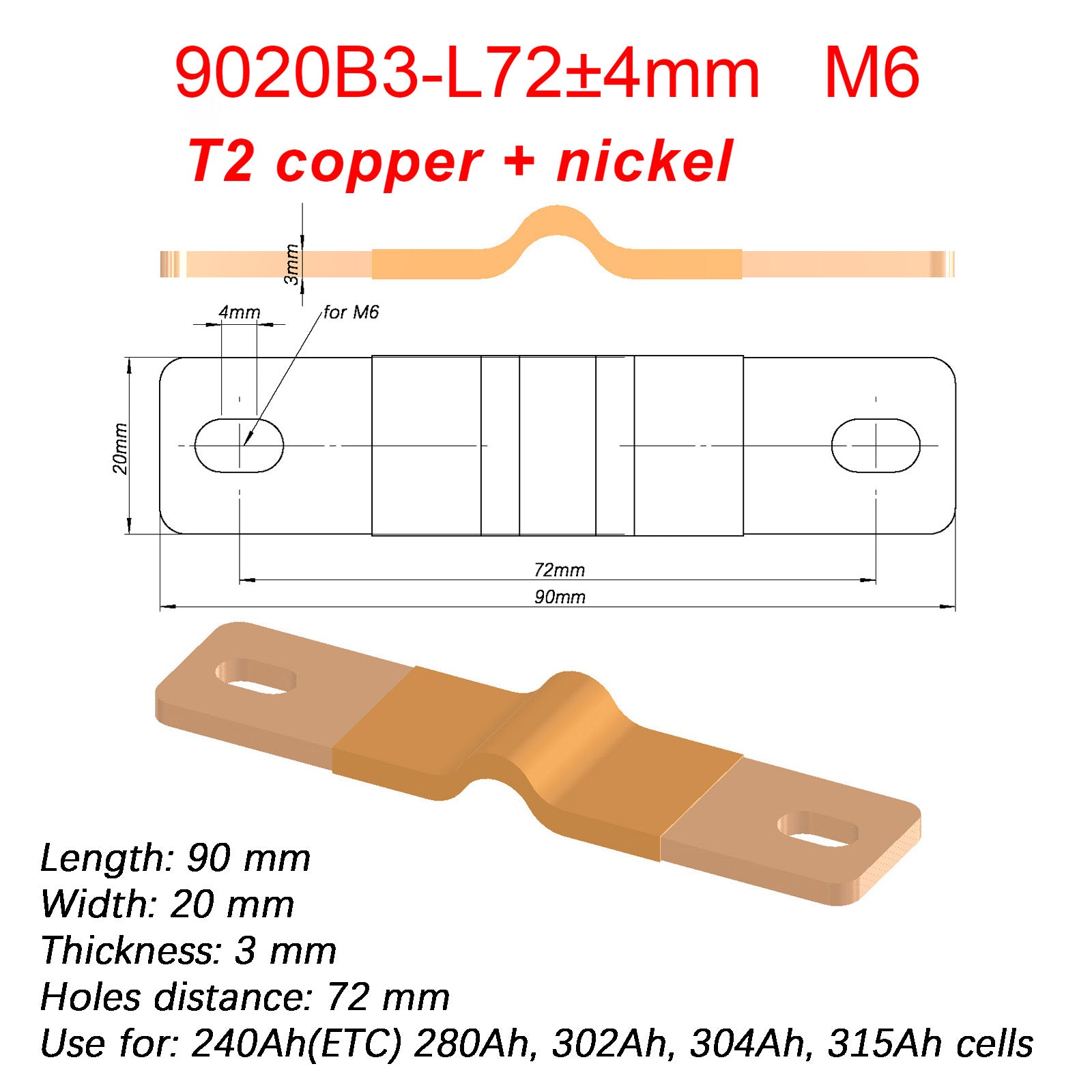 Tezepower Pure Copper Flexible Busbar For LiFePO4 Cells