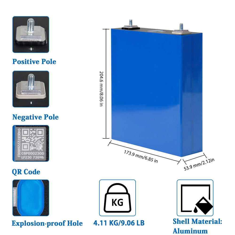 EVE 230Ah LiFePO4 Battery Cells - Brand New Grade A with QR Code-TezePower