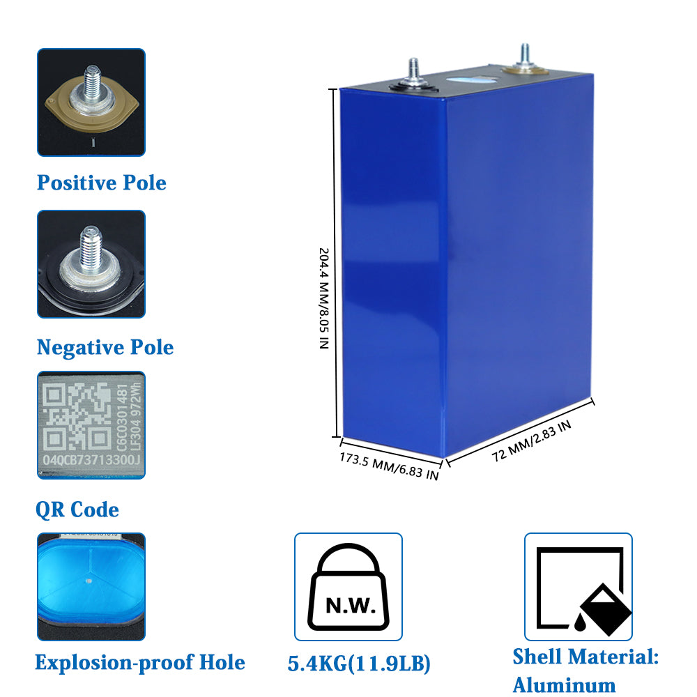 EVE 304Ah LiFePO4 Battery Cells - Brand New Grade A with QR Code-TezePower