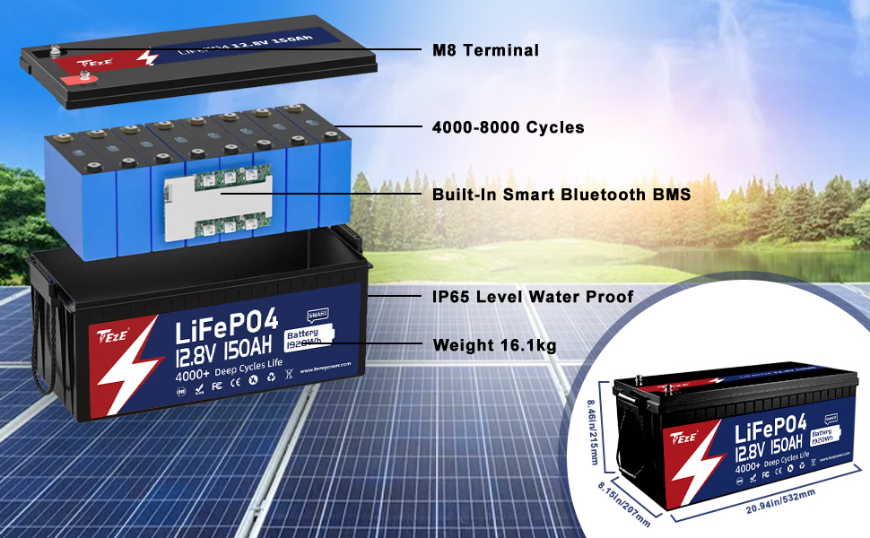 Avec chauffage et de la fonction Bluetooth 12V 150Ah Pack de batterie au  lithium LiFePO4 pour l'énergie solaire - Chine Batterie au lithium-fer, batterie  rechargeable