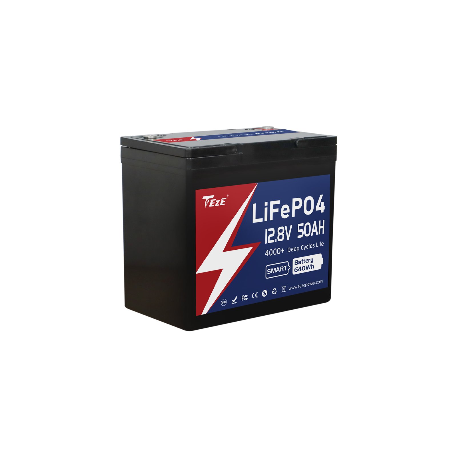 TezePower 12V 50Ah Lithium Iron Phosphate Battery with Bluetooth,  Self-heating and Active Balancer, Built-in 50A Daly BMS(Bluetooth Built-in  Version)