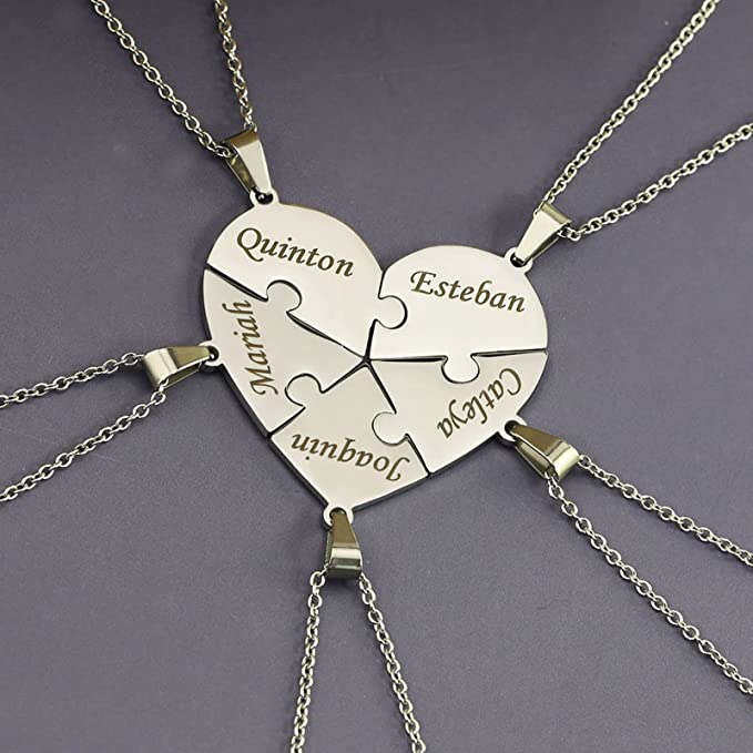 Personalized Heart Puzzle Necklace