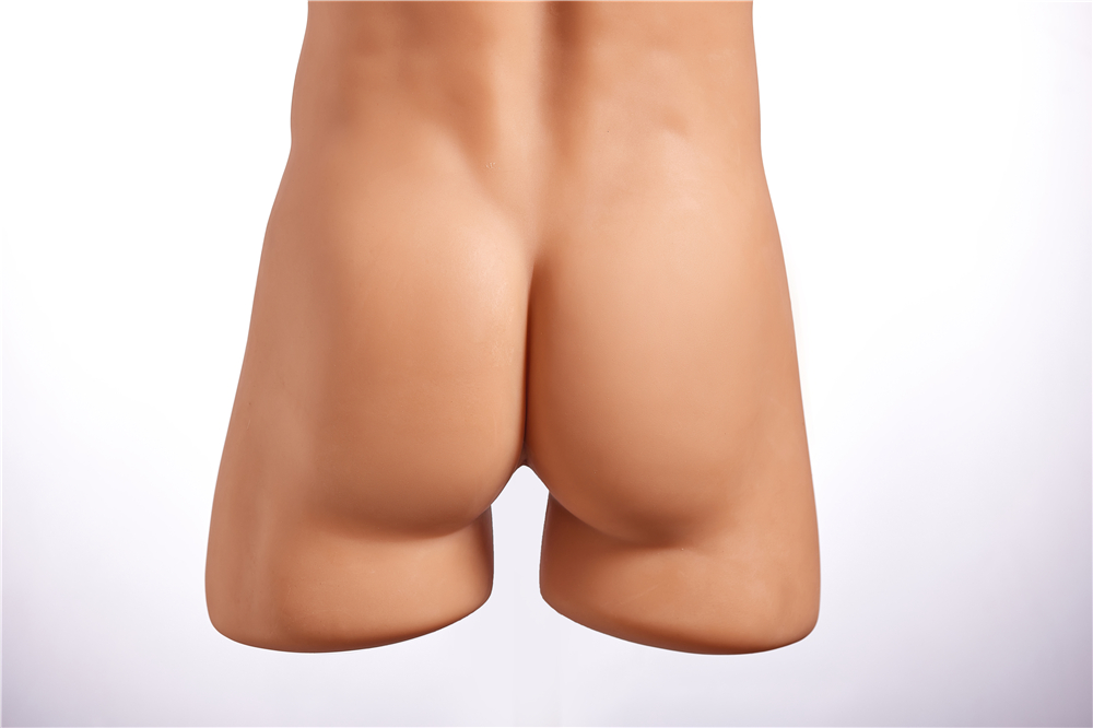 Back view of Mike, a male torso sex doll made of premium TPE, highlighting realistic buttocks and natural skin tone.