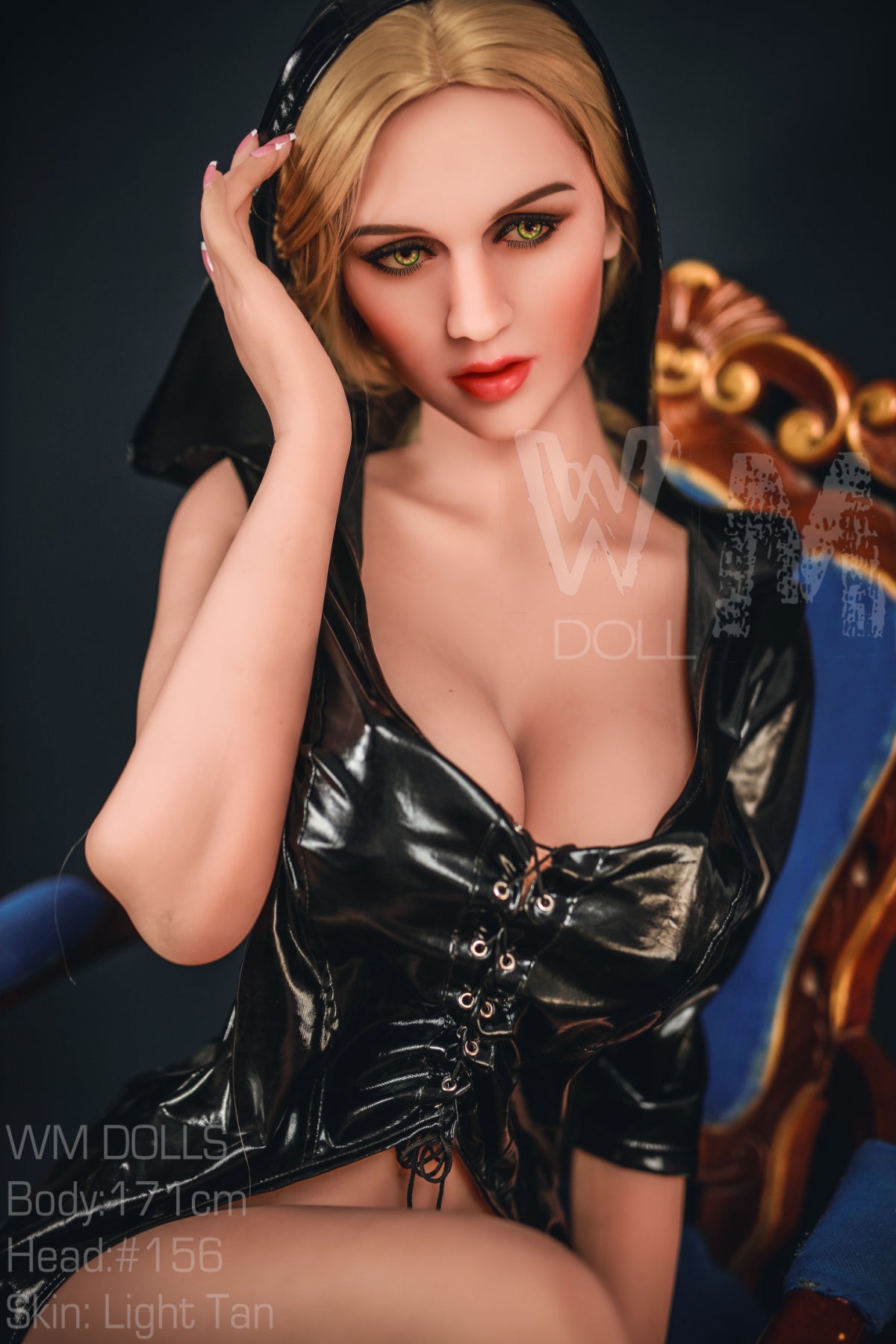 Johanna TPE sex doll, 171cm, Light Tan skin, black top, WM DOLLS