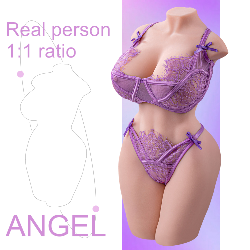 Sex doll torso with purple lingerie, 1:1 ratio