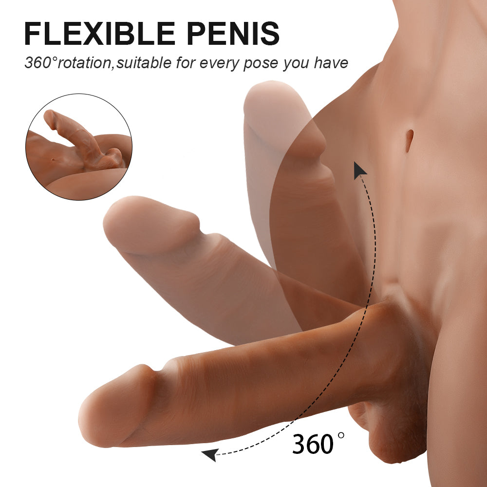 Flexible penis with 360-degree rotation on shemale sex doll torso