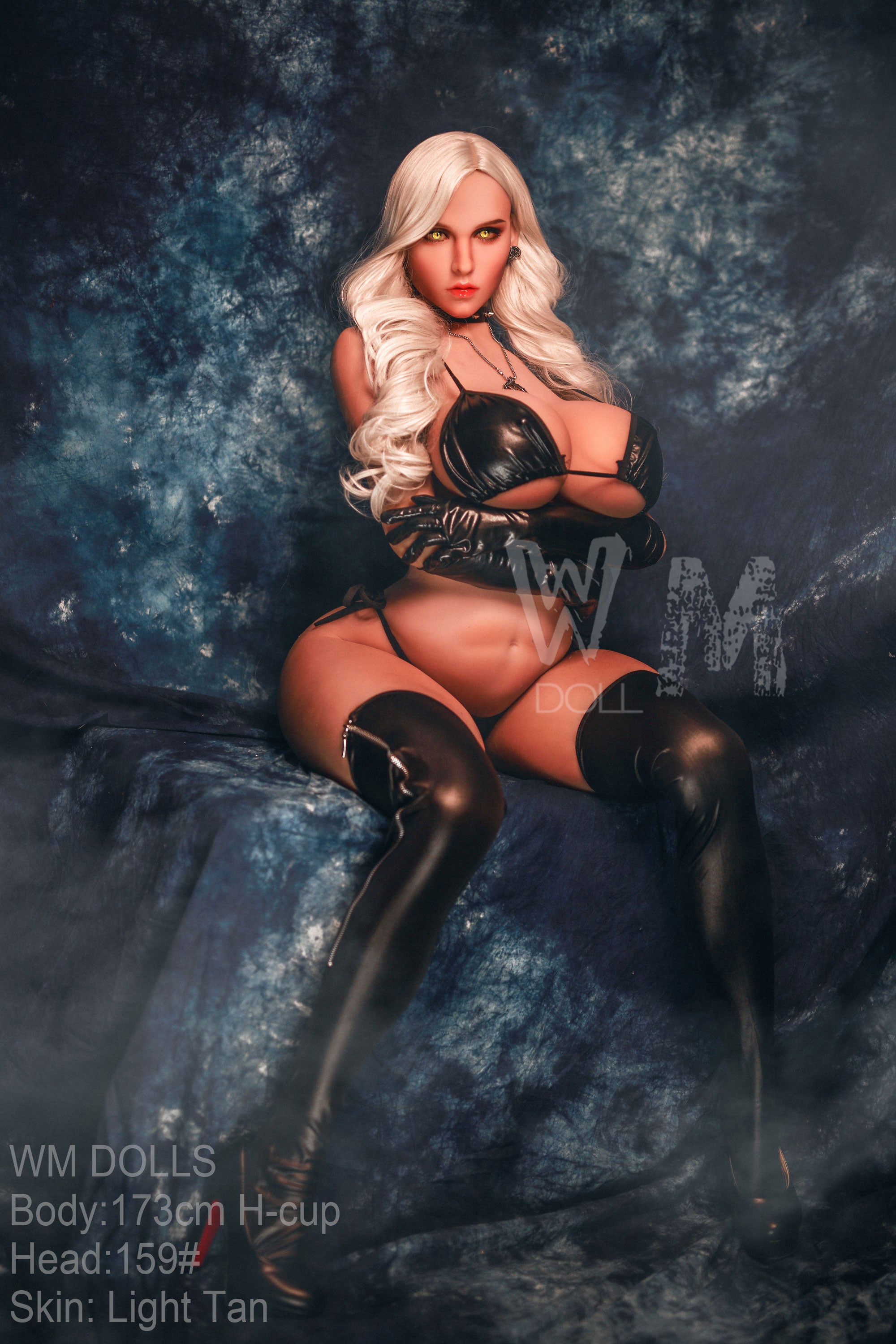 173cm H-cup Hanna doll, blonde hair, black lingerie and boots, WM DOLLS
