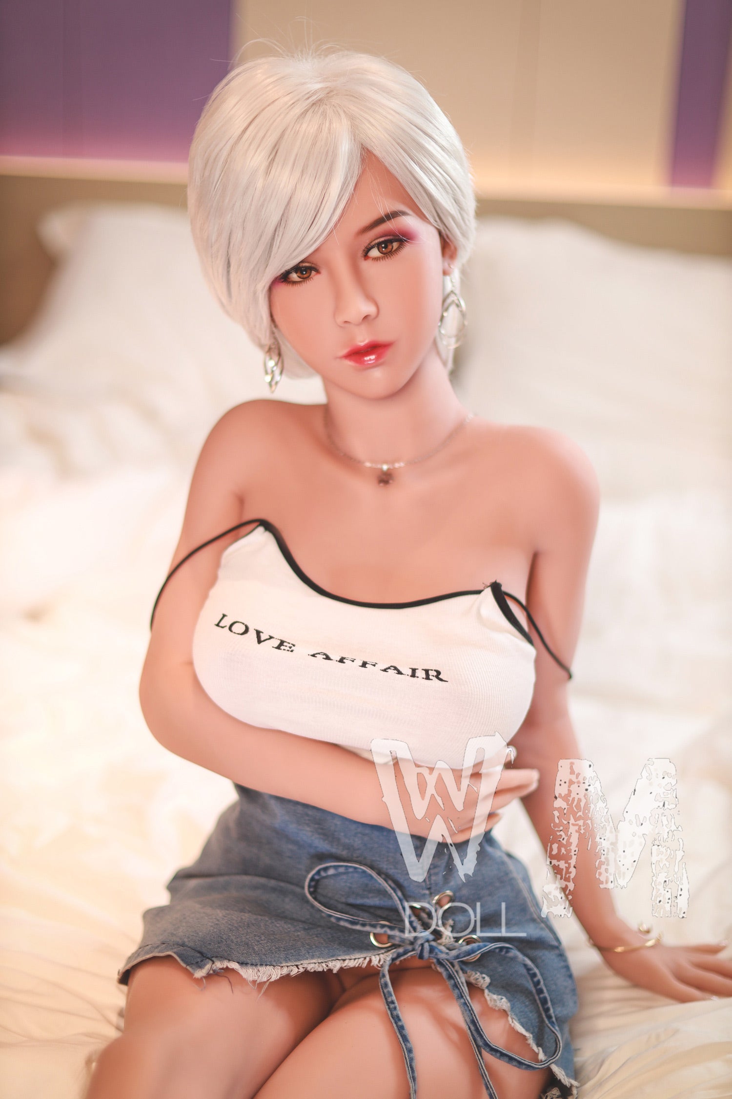 Yvette sex doll in Love Affair top and denim skirt, WM DOLL product