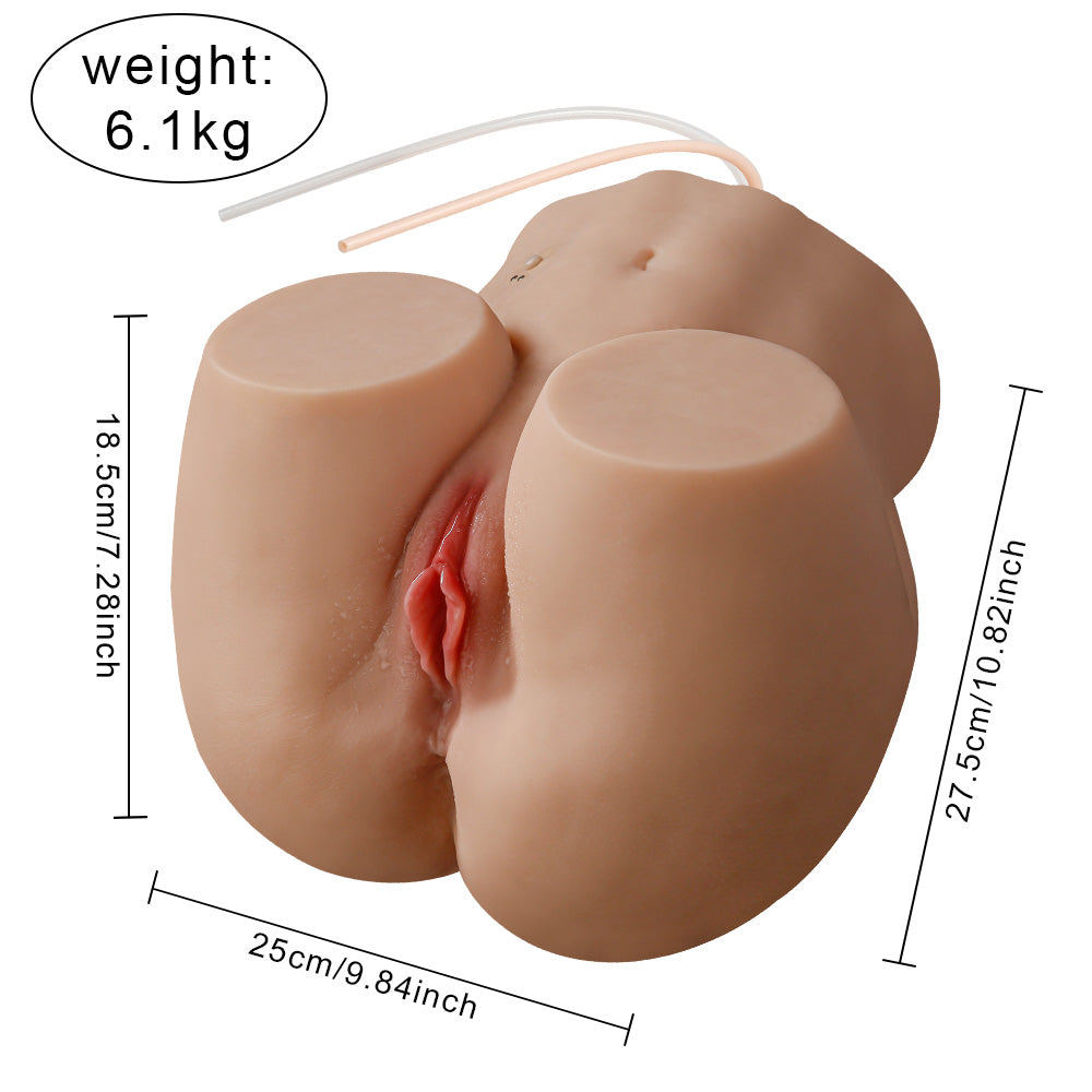 Realistic life-size torso sex doll, dimensions: Length 27.5cm (10.82 inches), Width 25cm (9.84 inches), Height 18.5cm (7.28 inches), Weight 6.1kg