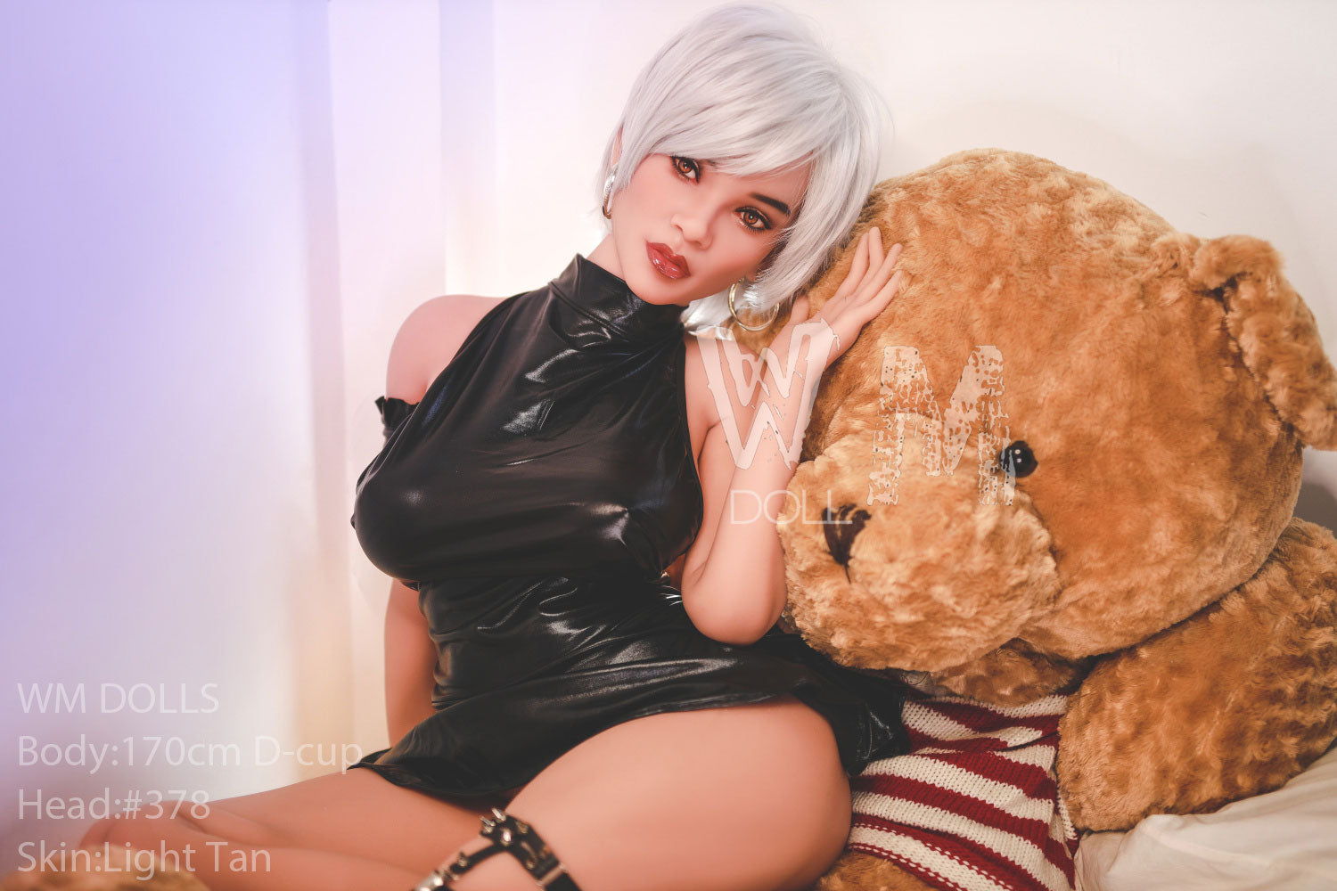 WM DOLLS 170cm D-cup sex doll with light tan skin and teddy bear - Shirley