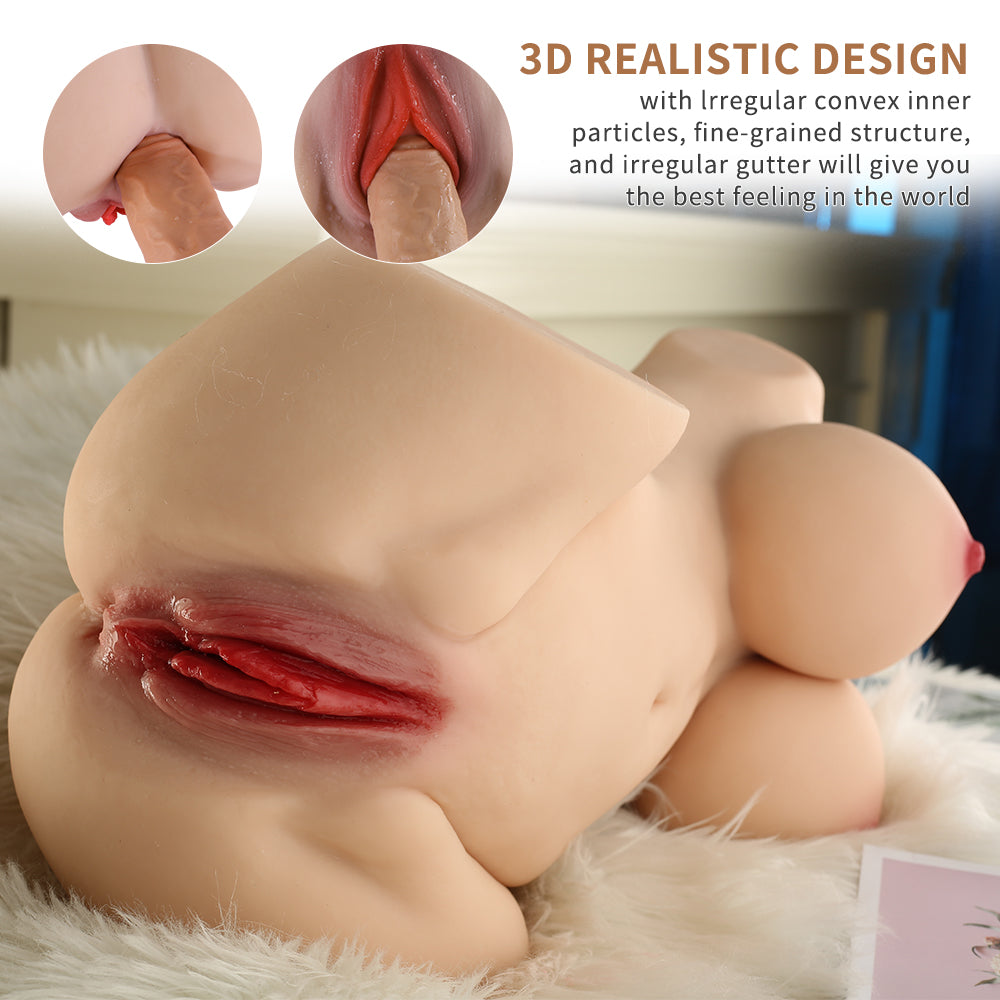 Mag - 15.87LB Sex Doll Torso With Big Boobs close-up showing 3D realistic design, irregular convex inner particles and fine-grained structure for enhanced sensation