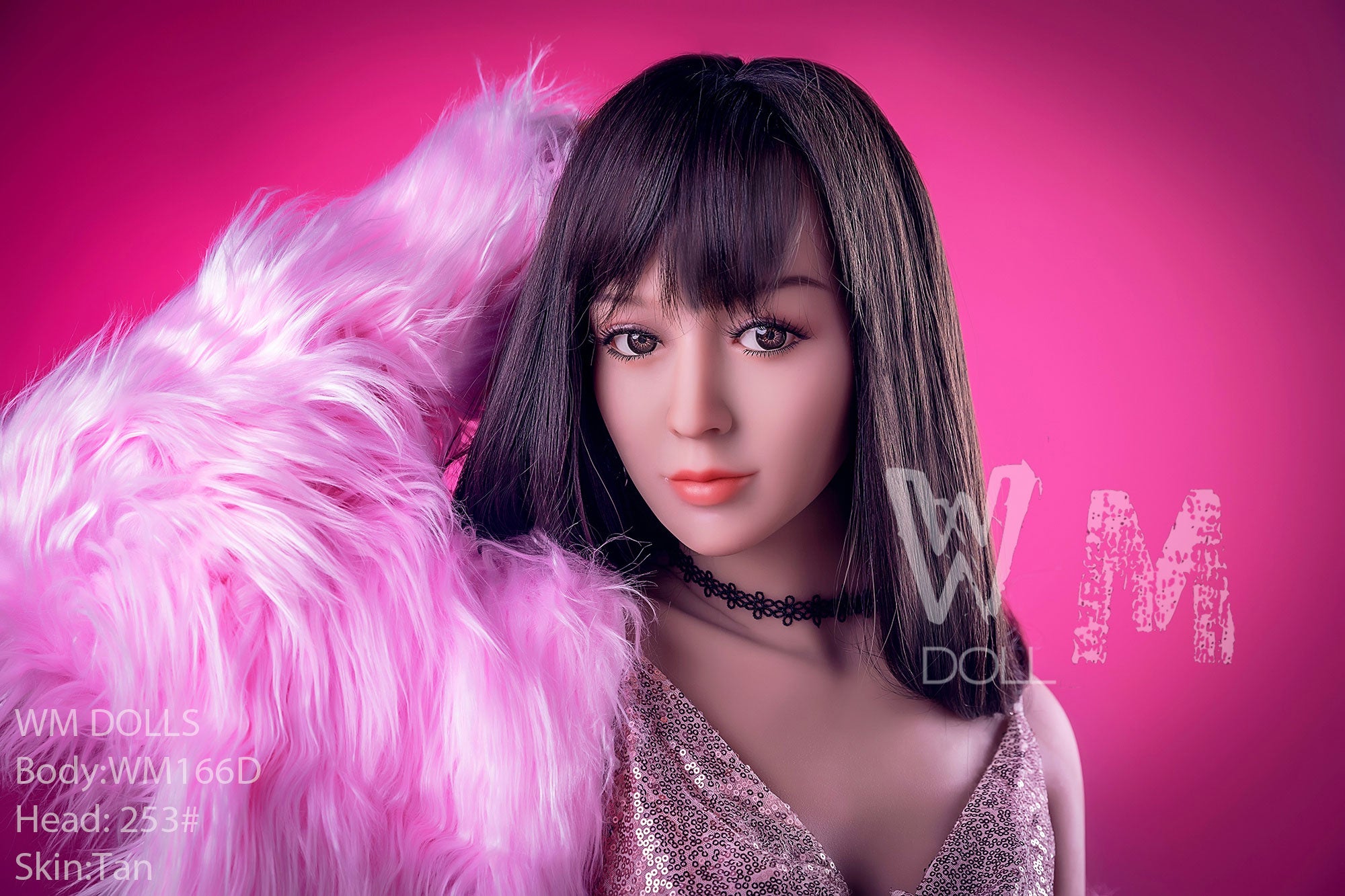 Hazel sex doll, WM166D model, pink boa, WM DOLLS