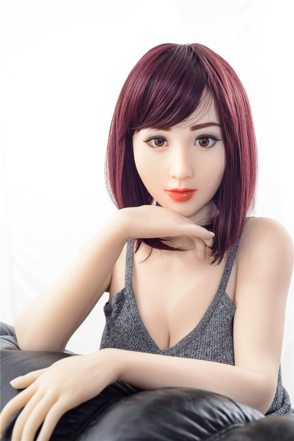 Realistic TPE sex doll with burgundy hair