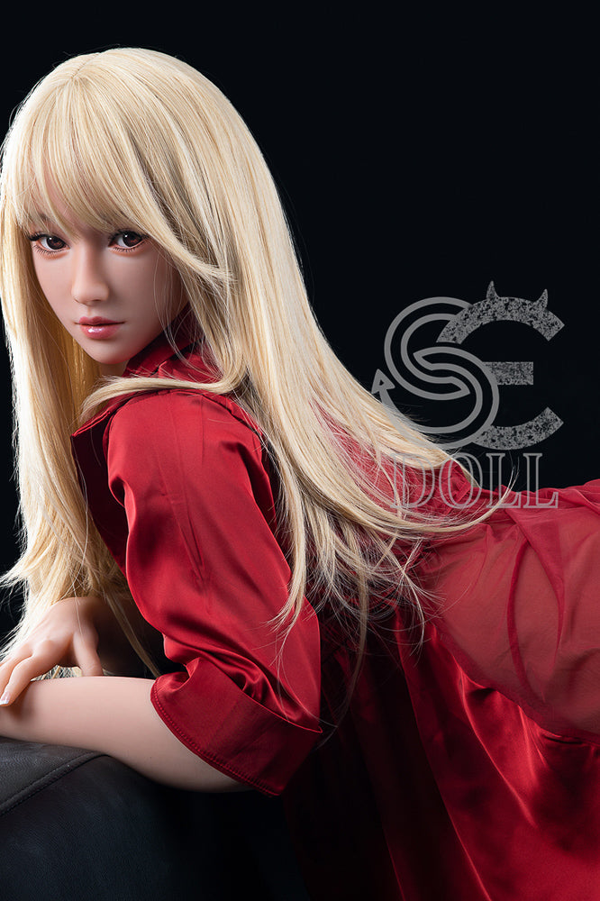 Kotomi sex doll, blonde hair, red shirt, from Lilysuck