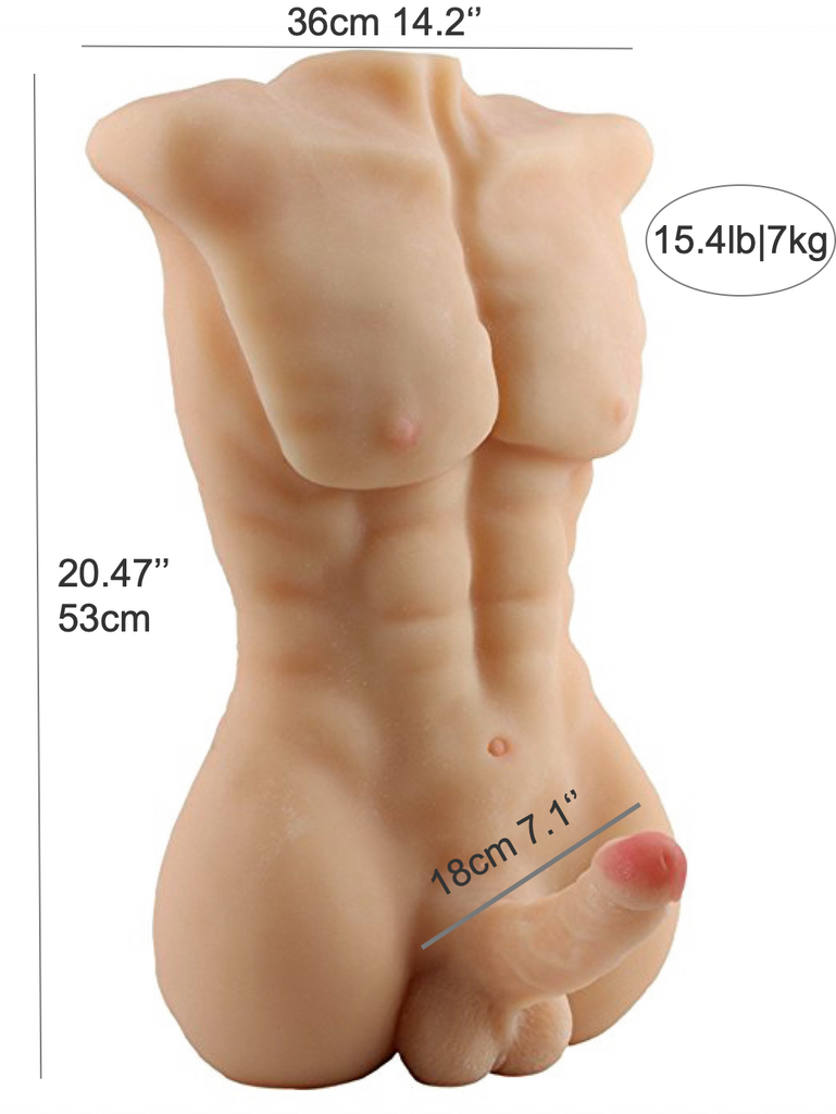 Chris - 15.4lb Male Torso Sex Doll with 7.1" Dildo-Lilysuck