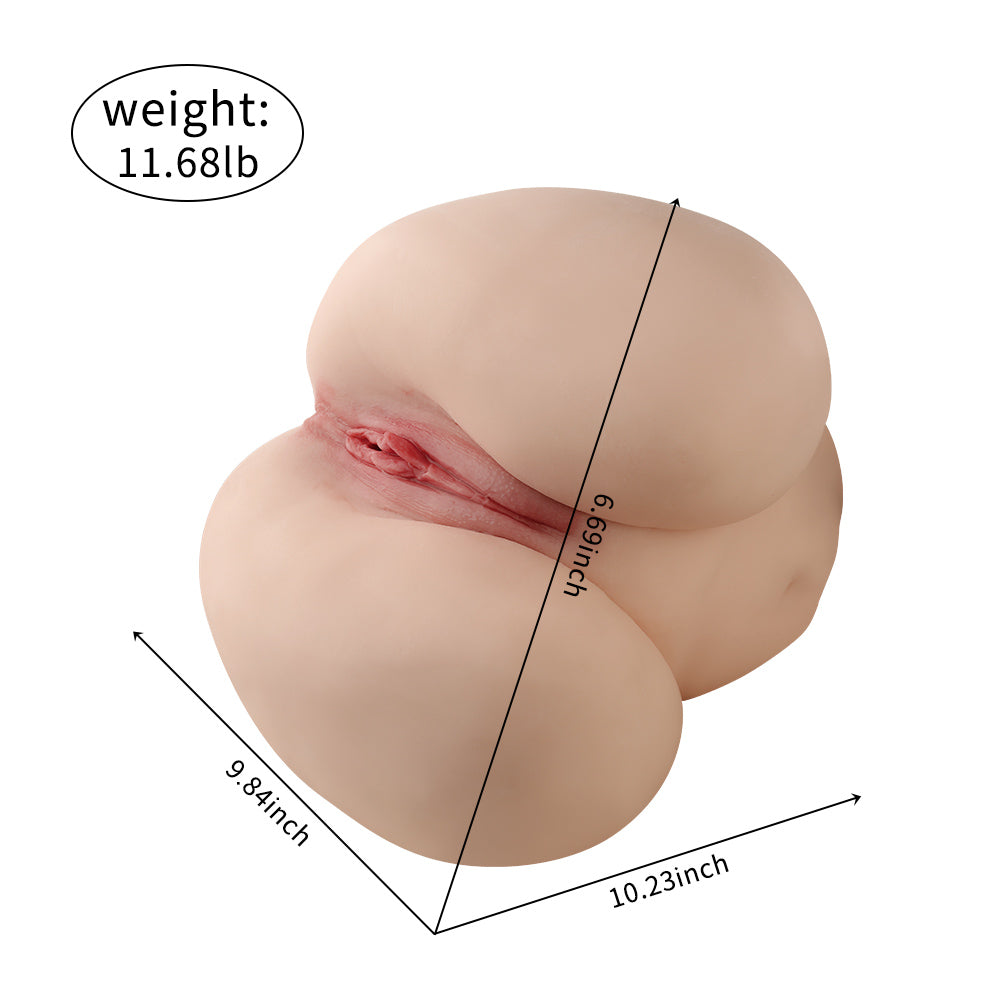 Realistic 11.68 lbs torso sex doll with dimensions: 9.84 inches width, 10.23 inches length, and 6.69 inches height