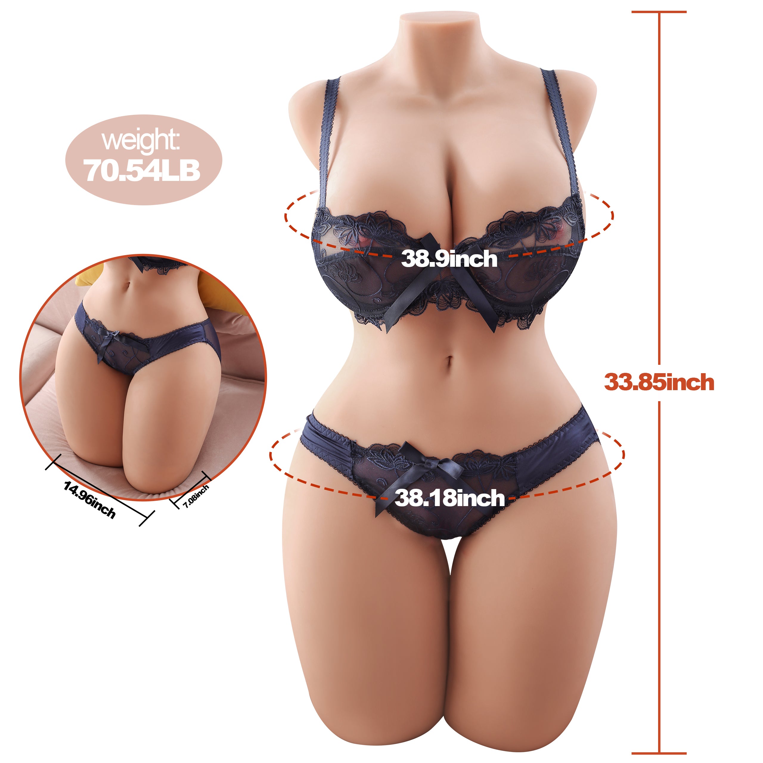 70.54LB Life-Size BBW Sex Doll Torso - Mona