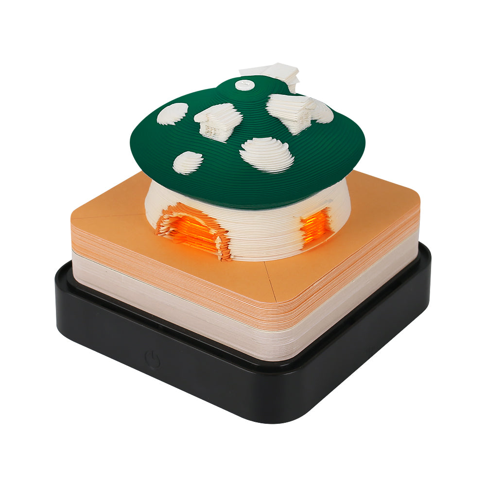 2023 Calendar 3D Memo Pad, Mushroom House Creative Desk Calendar-BOOK NOOK WORLD
