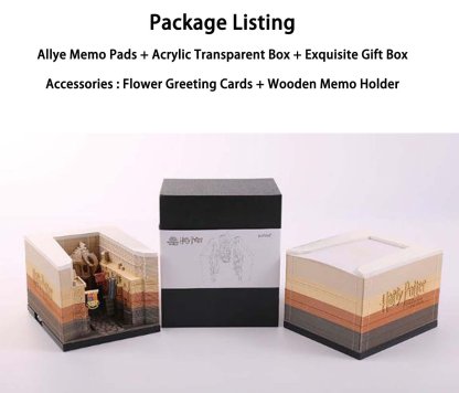 3D Diagon Alley Memo Pad  (Led Light Version)-Book Nook World