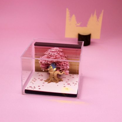 Cherry Blossom Fantasy - 3D Memo Pad with LED Light（PINK)-Book Nook World