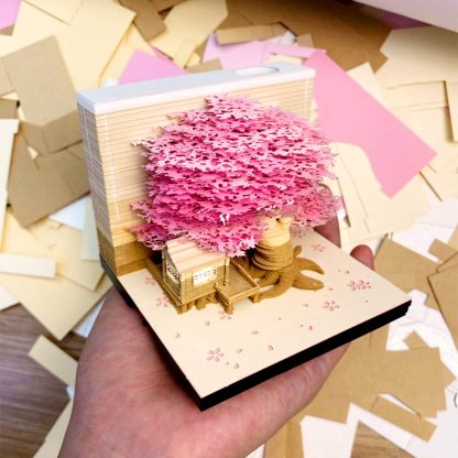  Cherry Blossom Tree House - 3D Memo Pad with Light-Book Nook World
