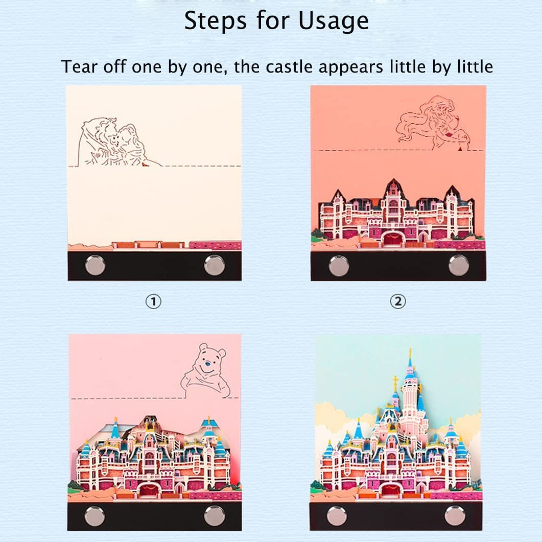 3D Sticky Note Paper Memo Pad,Fantasy Castle Office Notepad Desk Decoration DIY Creative Birthday Gift-Book Nook World