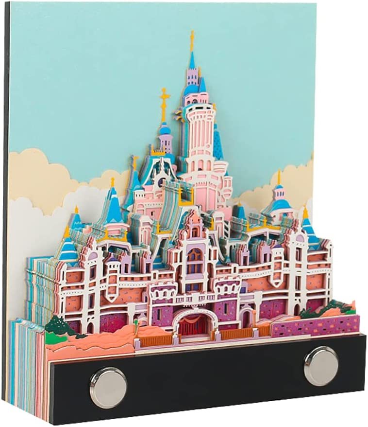 3D Sticky Note Paper Memo Pad,Fantasy Castle Office Notepad Desk Decoration DIY Creative Birthday Gift-Book Nook World