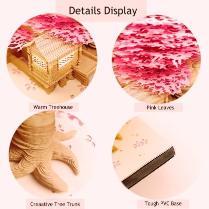  Cherry Blossom Tree House - 3D Memo Pad with Light-Book Nook World