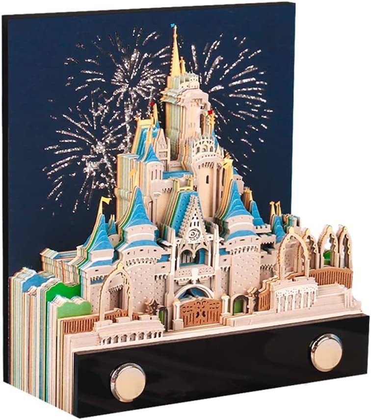 3D Sticky Note Paper Memo Pad,Fantasy Castle Office Notepad Desk Decoration DIY Creative Birthday Gift-Book Nook World
