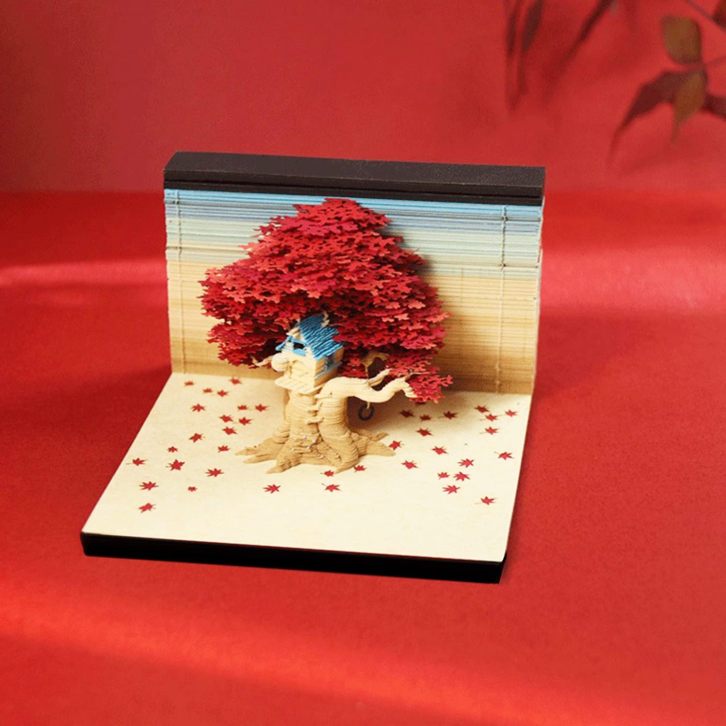 Cherry Blossom Fantasy - 3D Memo Pad with LED Light（Red)-Book Nook World