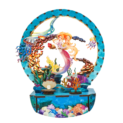 Ocean's Whisper: Mermaid Glow Fun Light - DIY Wooden Night Light, Fun DIY Projects,Home Decorations, Automatic Gradient Light Controller-Book Nook World