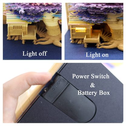  Cherry Blossom Tree House - 3D Memo Pad with Light-Book Nook World