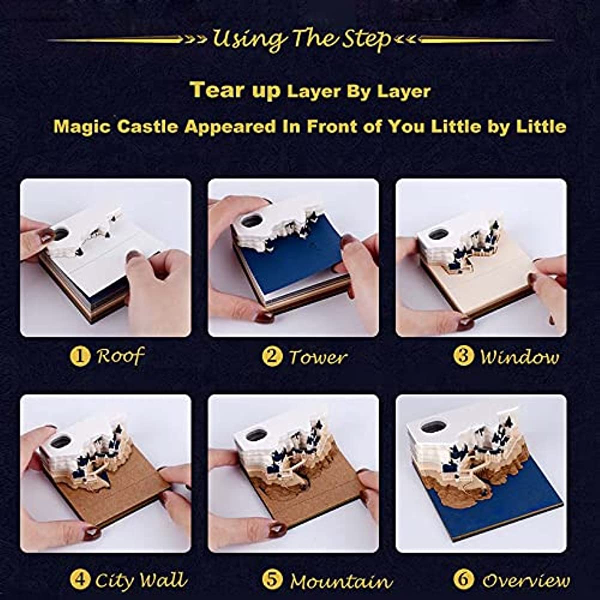 3D Castle Notepad with Light | 3D Memo Pad | Desk Decoration -Book Nook World