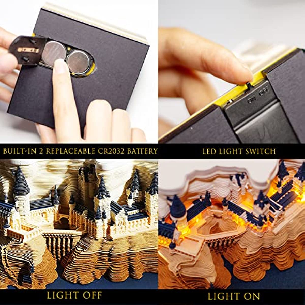 3D Castle Notepad with Light-Book Nook World