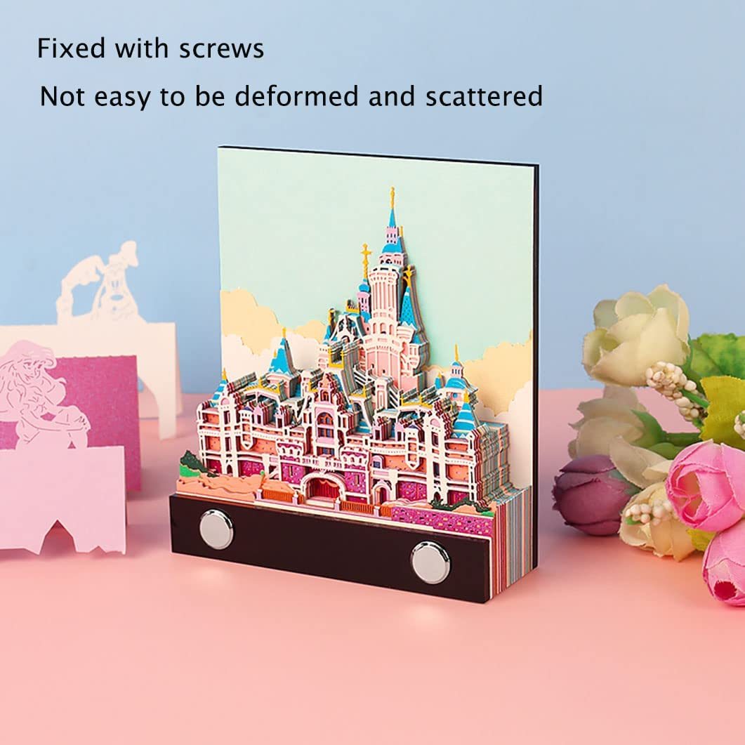 3D Sticky Note Paper Memo Pad,Fantasy Castle Office Notepad Desk Decoration DIY Creative Birthday Gift-Book Nook World