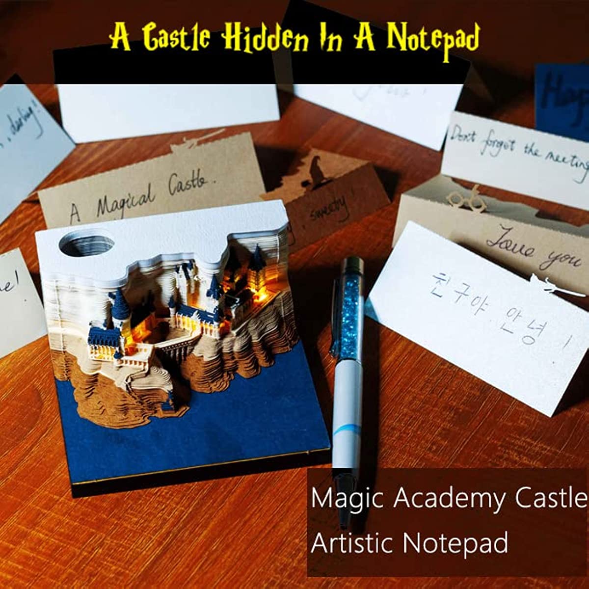 3D Castle Notepad with Light | 3D Memo Pad | Desk Decoration -Book Nook World