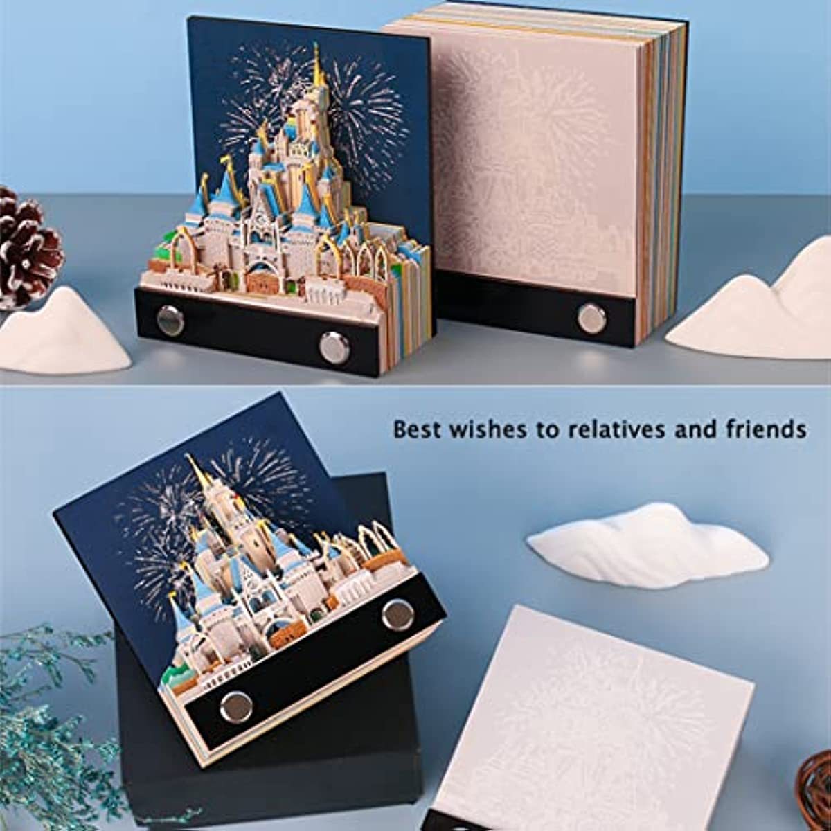 3D Sticky Note Paper Memo Pad,Fantasy Castle Office Notepad Desk Decoration DIY Creative Birthday Gift-Book Nook World