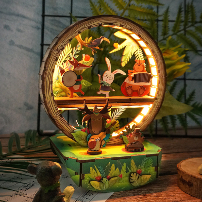 Forest Concert Fun Light - DIY Wooden Night Light, Fun DIY Projects,Home Decorations, Automatic Gradient Light Controller-Book Nook World
