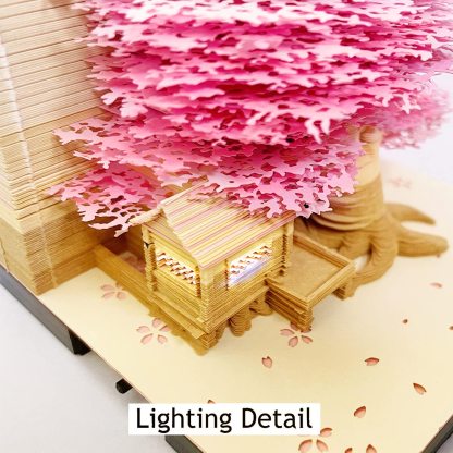 Cherry Blossom Tree House - 3D Memo Pad with Light-Book Nook World