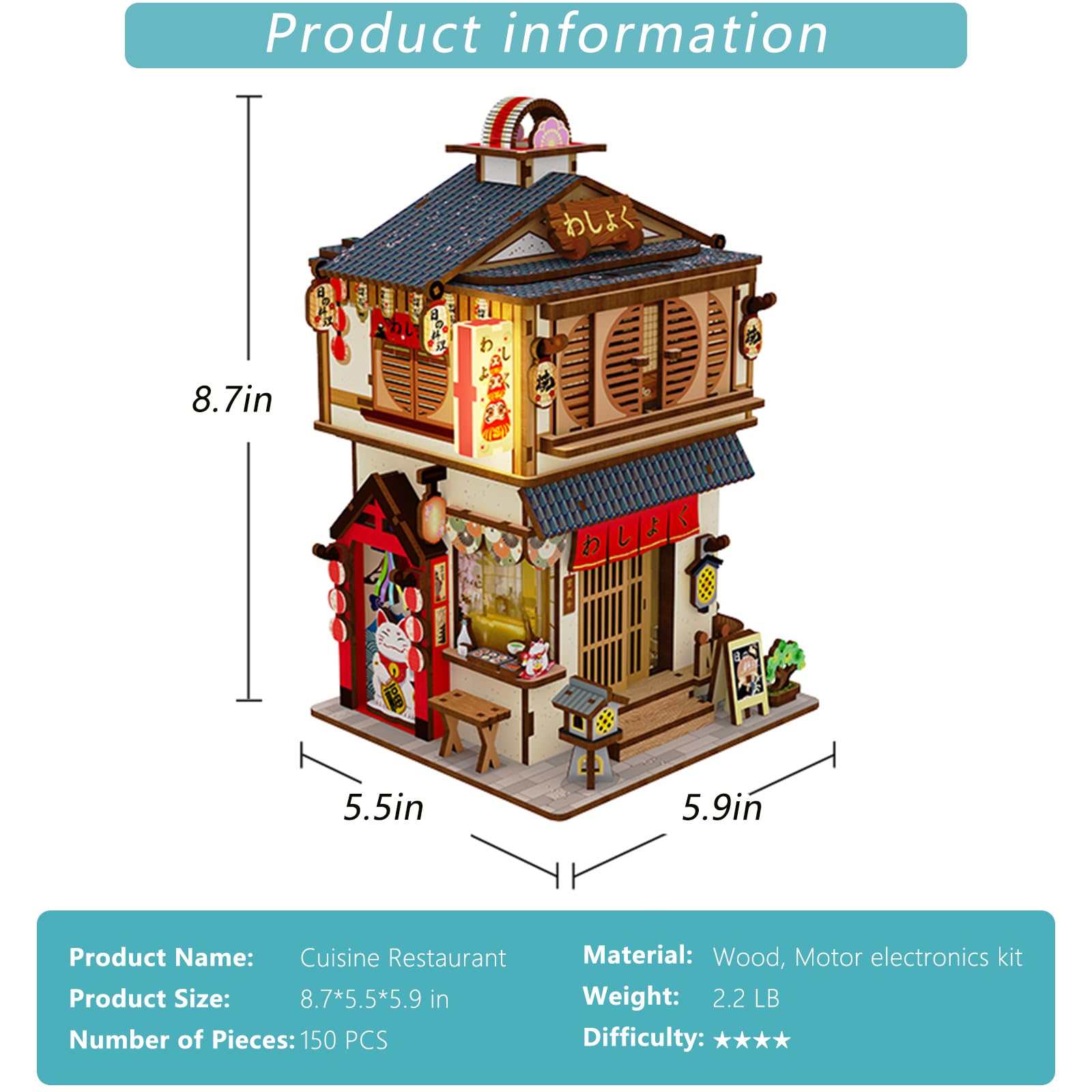 Cuisine Restaurant Wooden Puzzle Miniature Dollhouse Storage Box Kit-Book Nook World