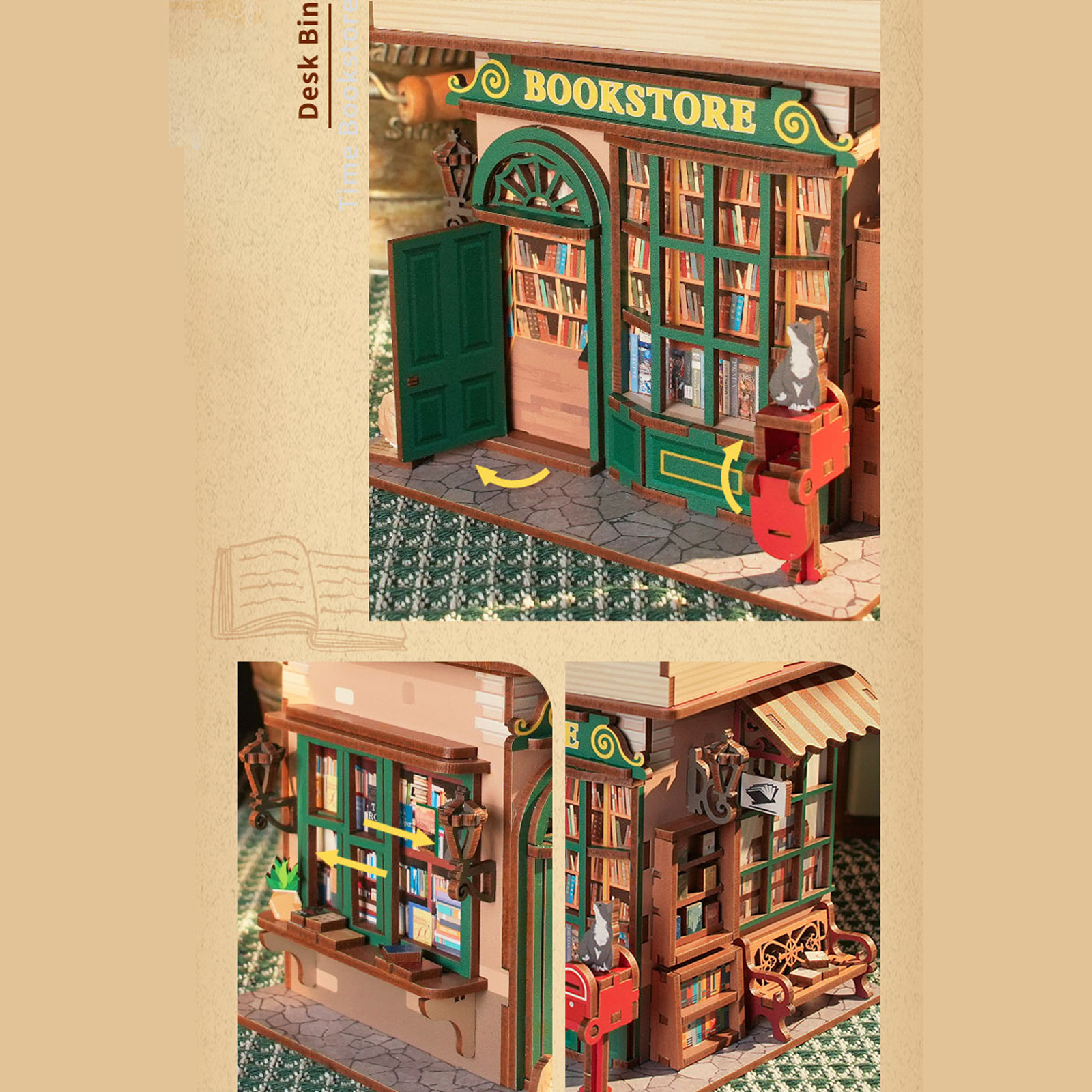 Time Book Store - DIY Wooden Storage Box, Automatic Lid Opening Device-Book Nook World