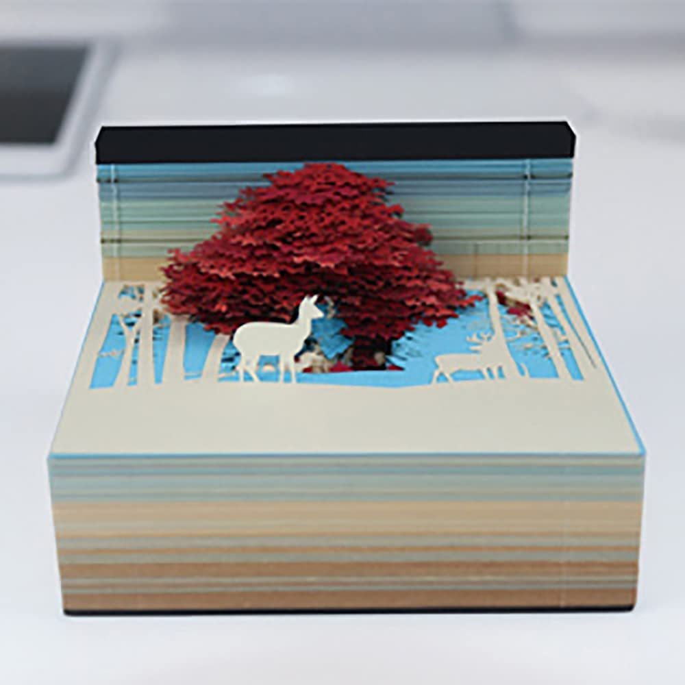 Cherry Blossom Fantasy - 3D Memo Pad with LED Light（Red)-Book Nook World