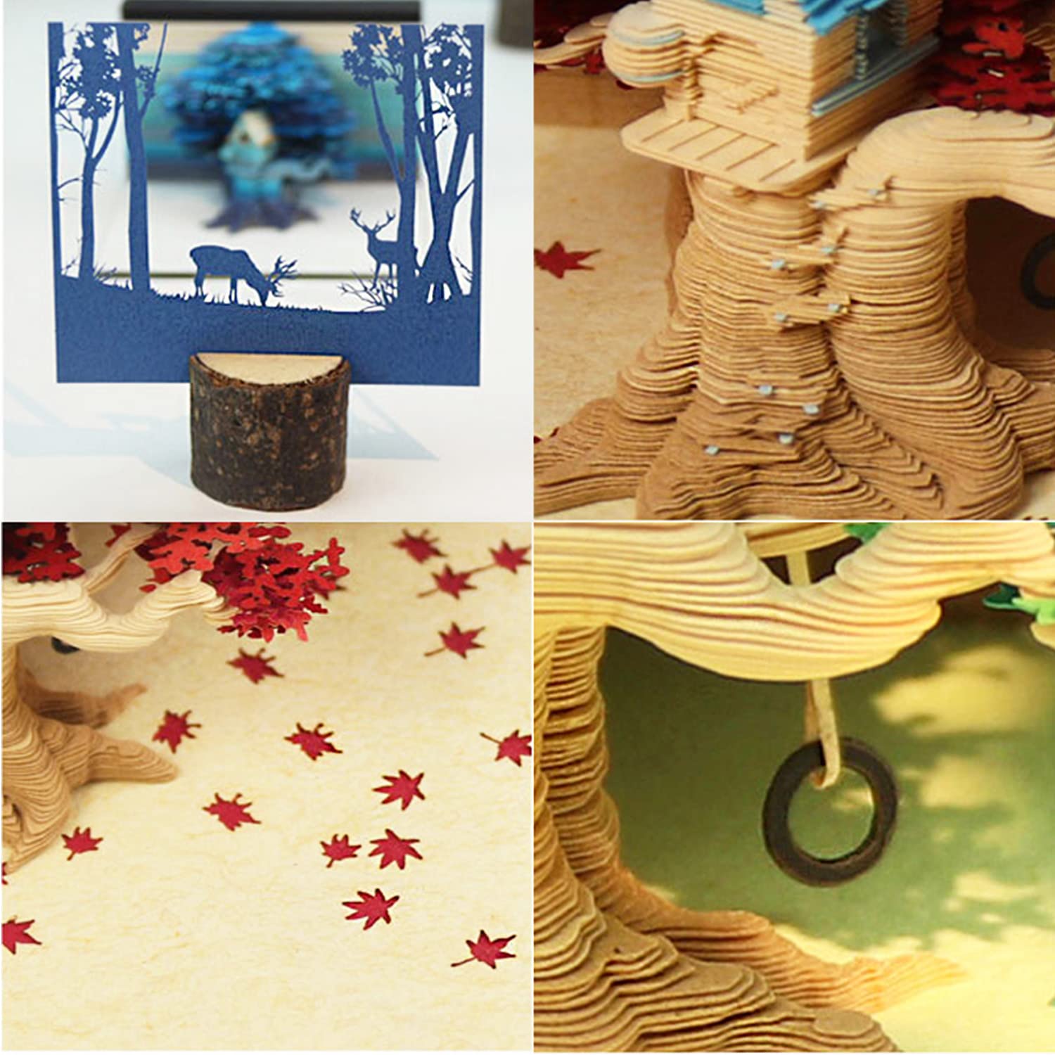 Cherry Blossoms 3D Memo Pad | Desk Decoration | 3D Memo Pad with LED Light(Green)-Book Nook World
