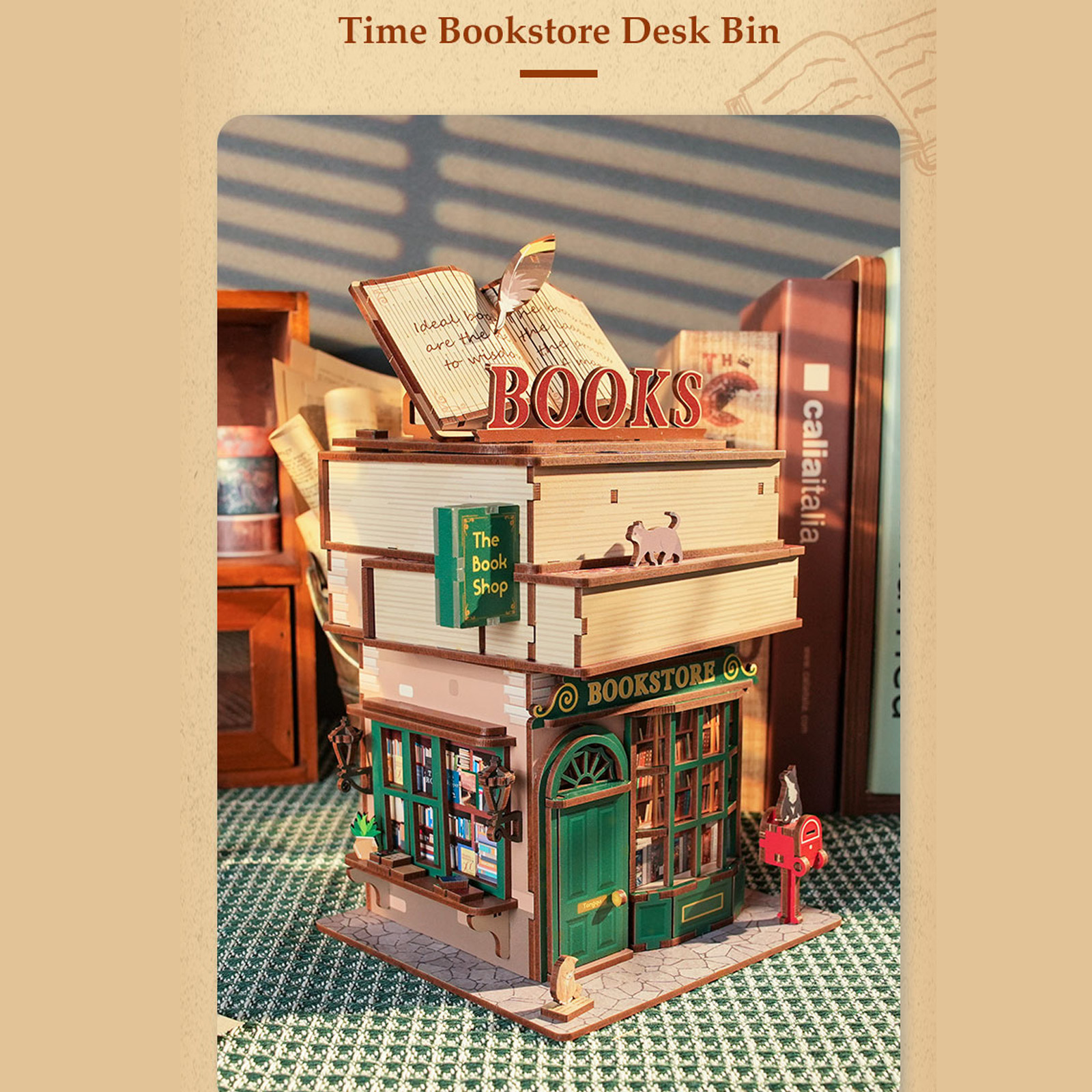  DIY Wooden Storage Box, Automatic Lid Opening Device-Book Nook World