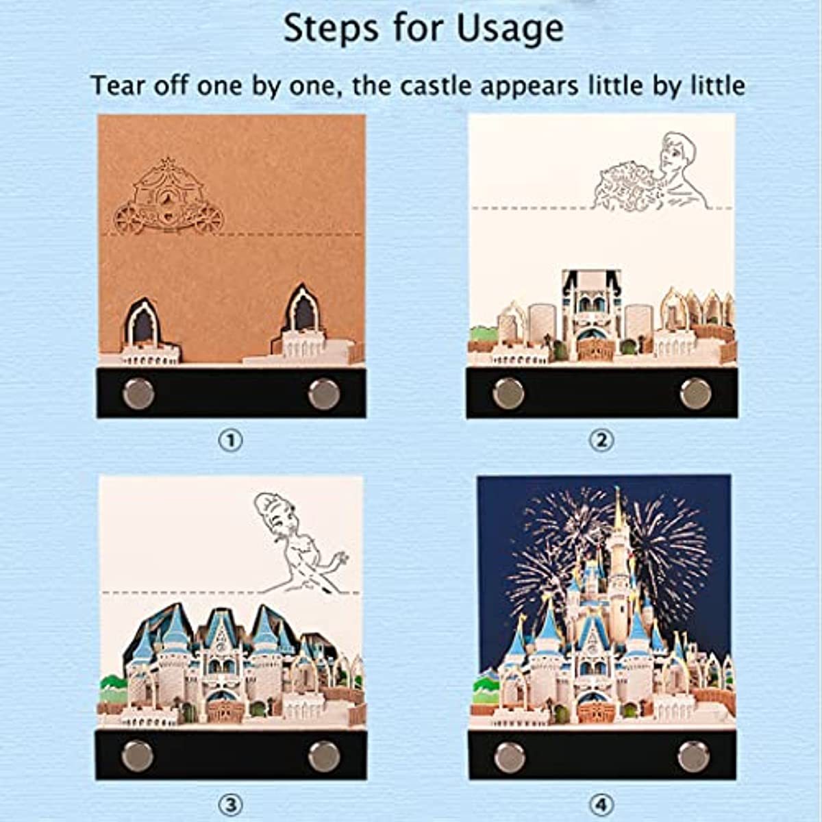 3D Sticky Note Paper Memo Pad,Fantasy Castle Office Notepad Desk Decoration DIY Creative Birthday Gift-Book Nook World